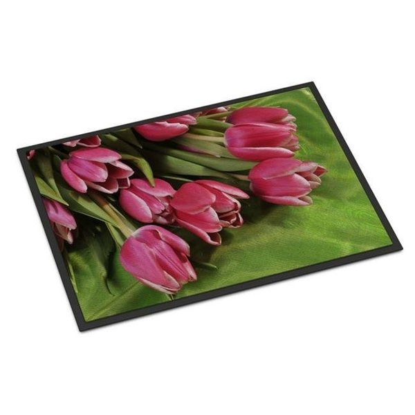 Jensendistributionservices Pink Tulips Indoor or Outdoor Mat; 18 x 27 in. MI895169